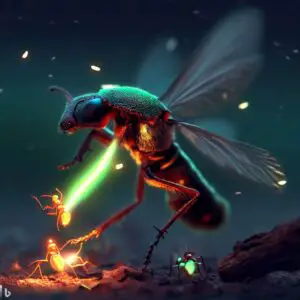 fire Fly fighting with ants